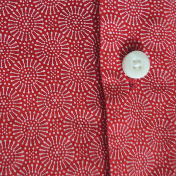 Onia Red & White Circle Dot Print Short Sleeve Button Shirt M - Picture 5 of 9